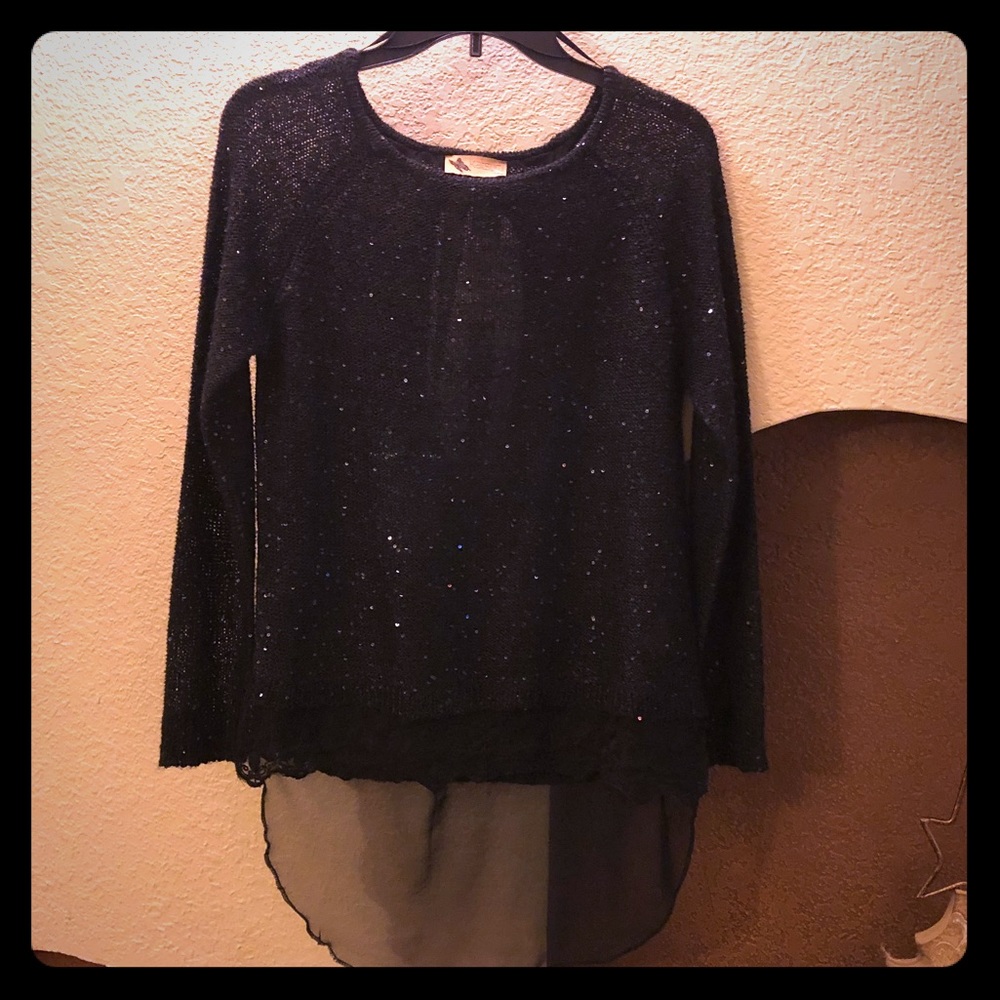 Beautiful black knitted sequence top